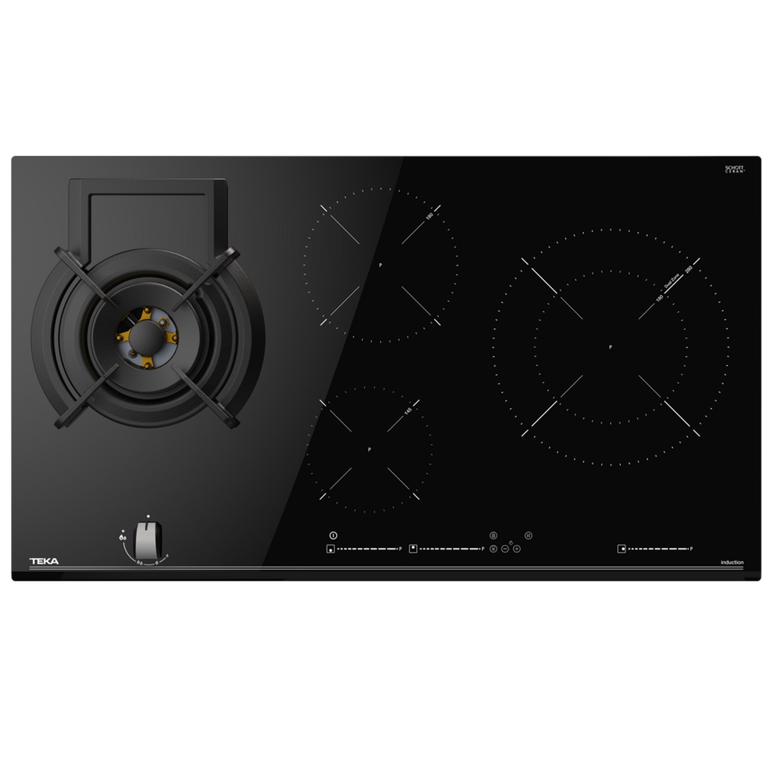 TEKA 90cm Hybrid Gas On Glass & Induction Cooktop